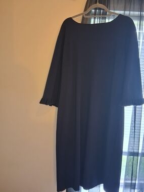 Dainty Jewells Navy Midi Dress with Ruffle Cuffs